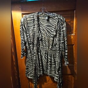 Y2K Zebra Print Open Cardigan